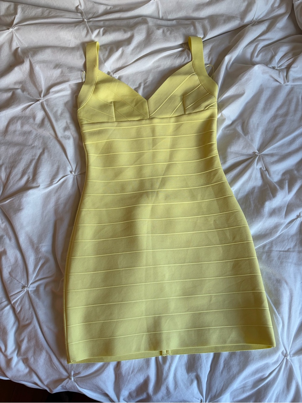 Yellow Bandage High Quality Bodycon Dress with Strappy V-Neck